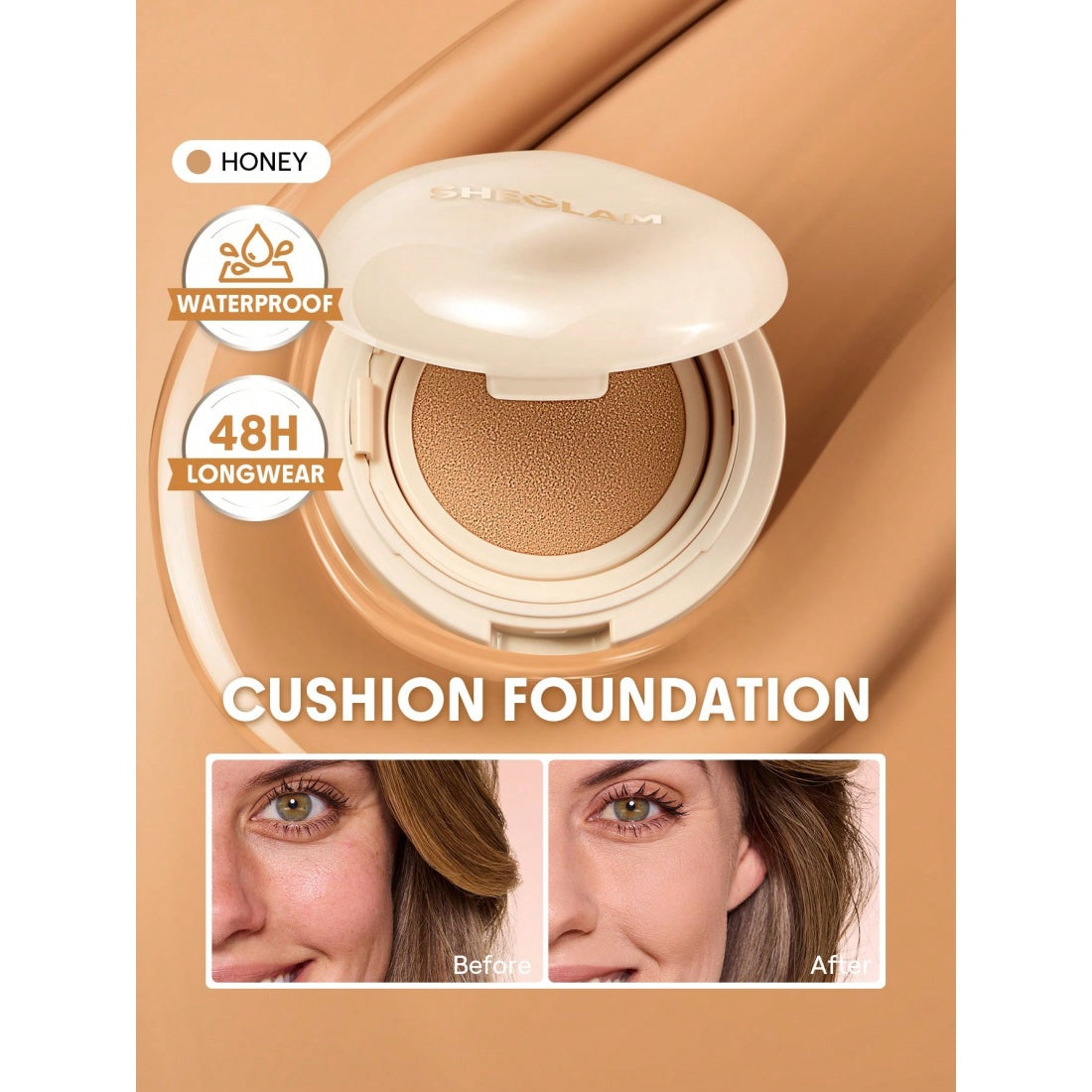 SHEGLAM Lock & Go Lang anhaltende Cushion-Foundation-Honig