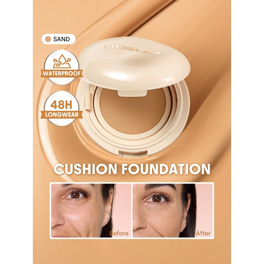 SHEGLAM Lock & Go langanhaltende Cushion-Foundation – Sand