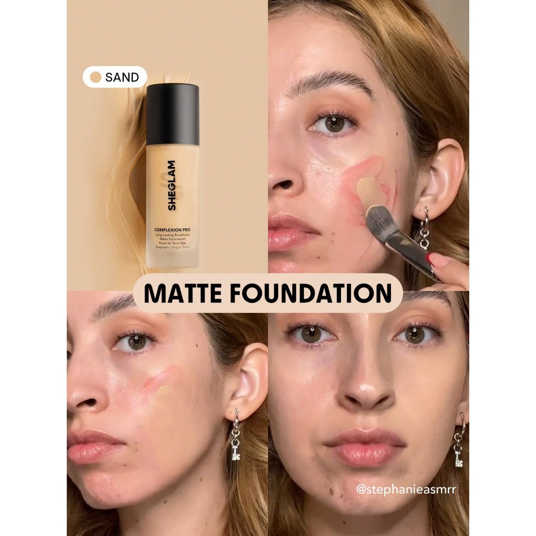 SHEGLAM Complexion Pro langanhaltende, atmungsaktive matte Foundation – Sand