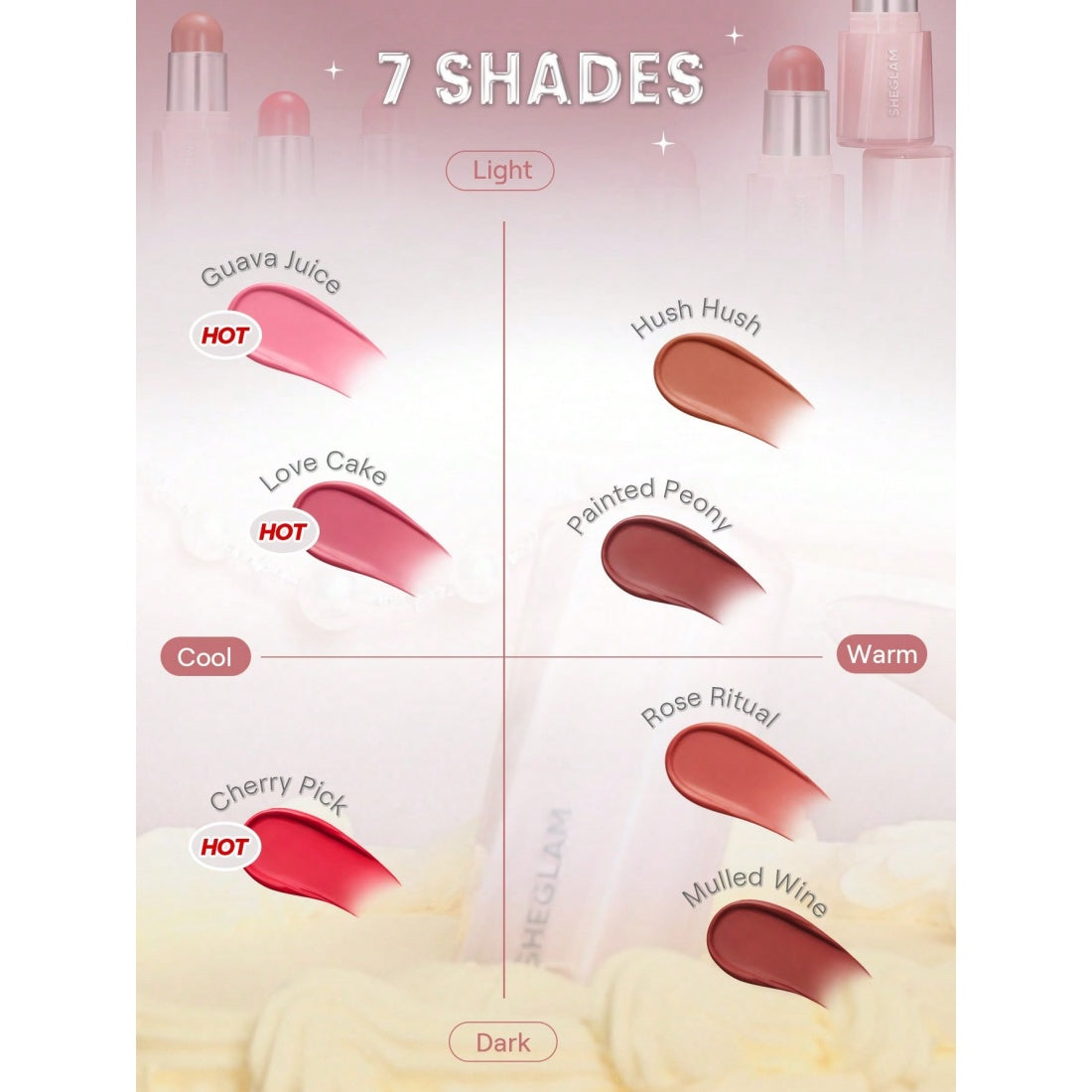 Barra de rubor Buttery Bliss de SHEGLAM - 009 Painted Peony