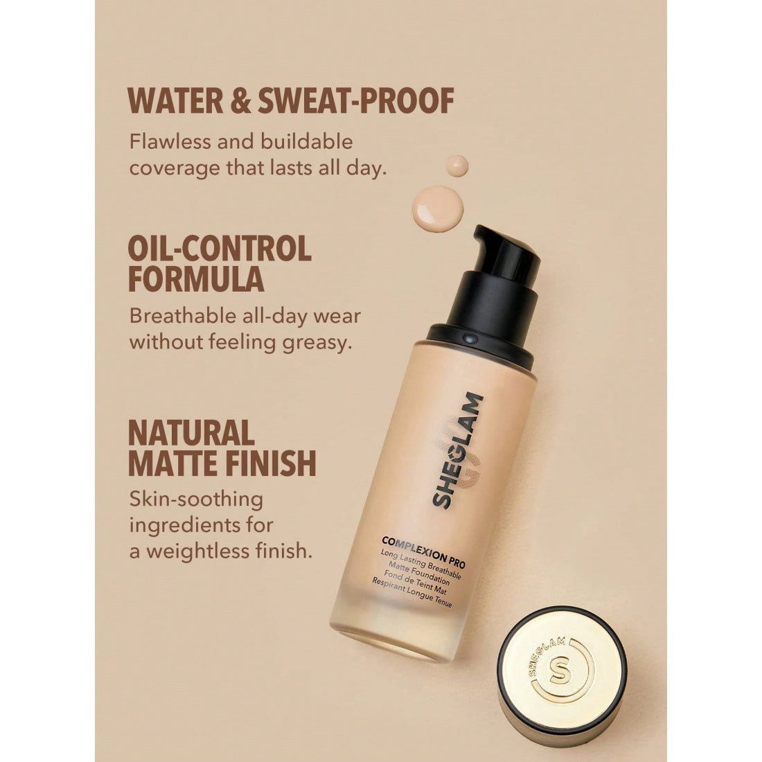 SHEGLAM Complexion Pro Long Lasting Breathable Matte Foundation-Nude