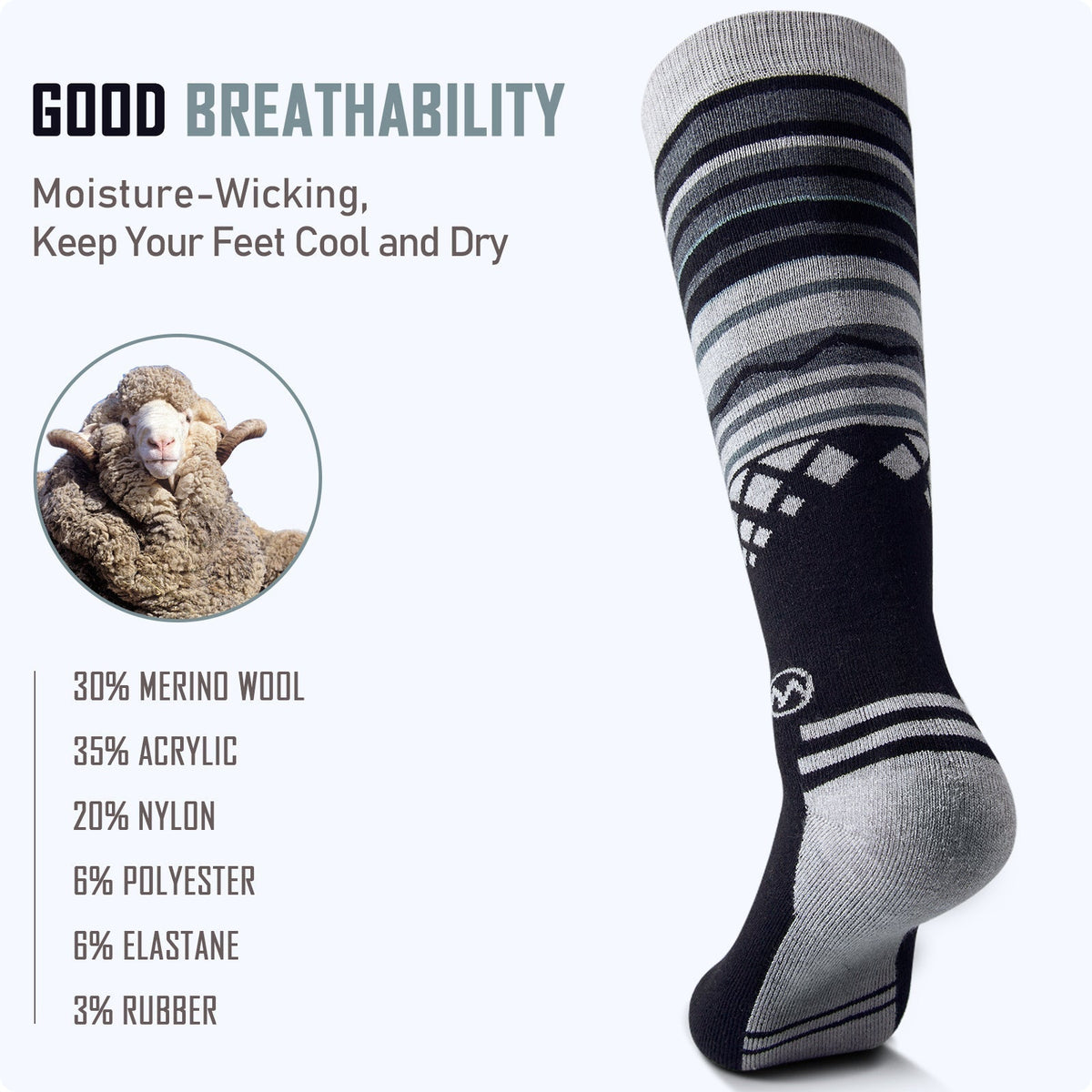 WINTERSOCKEN AUS MERINOWOLLE für Erwachsene (2 Paar)