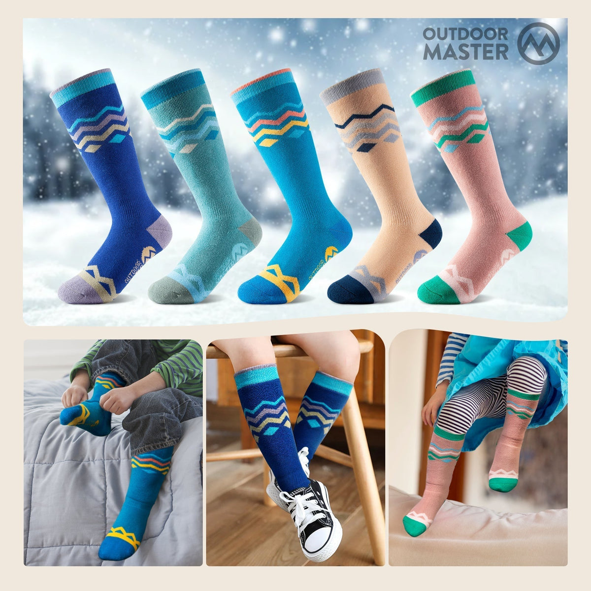 CHAUSSETTES D'HIVER EN COTON pour enfants (2 paires)