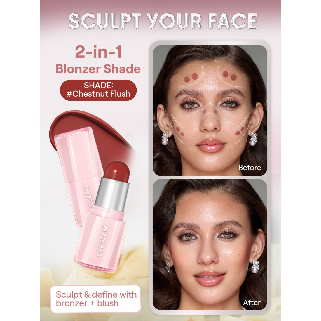 SHEGLAM Buttery Bliss Blush Stick - 204 Chestnut Flush