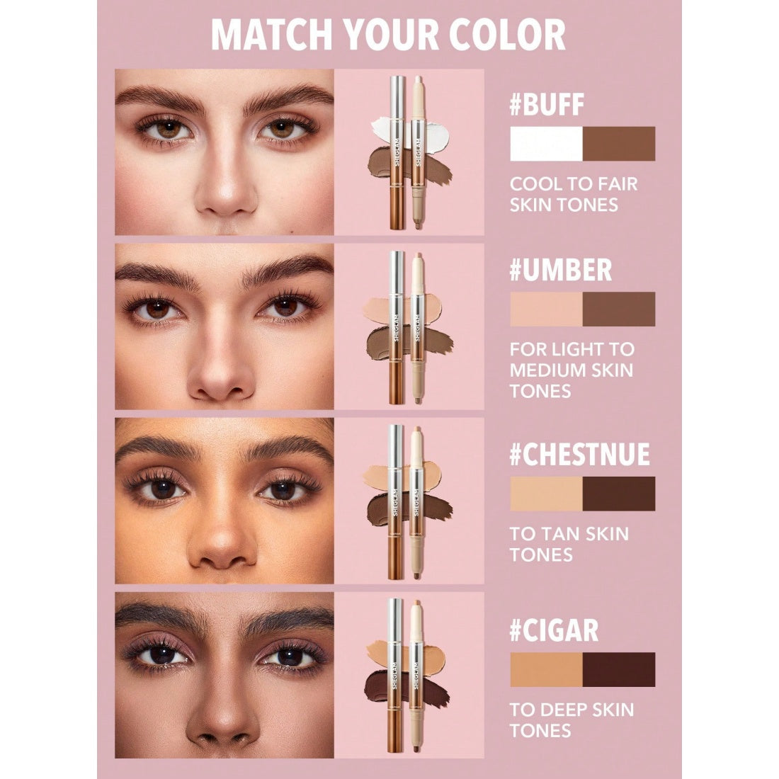 SHEGLAM Lápiz 2 en 1 para contorno e iluminador de nariz Fine Line - 02 Umber