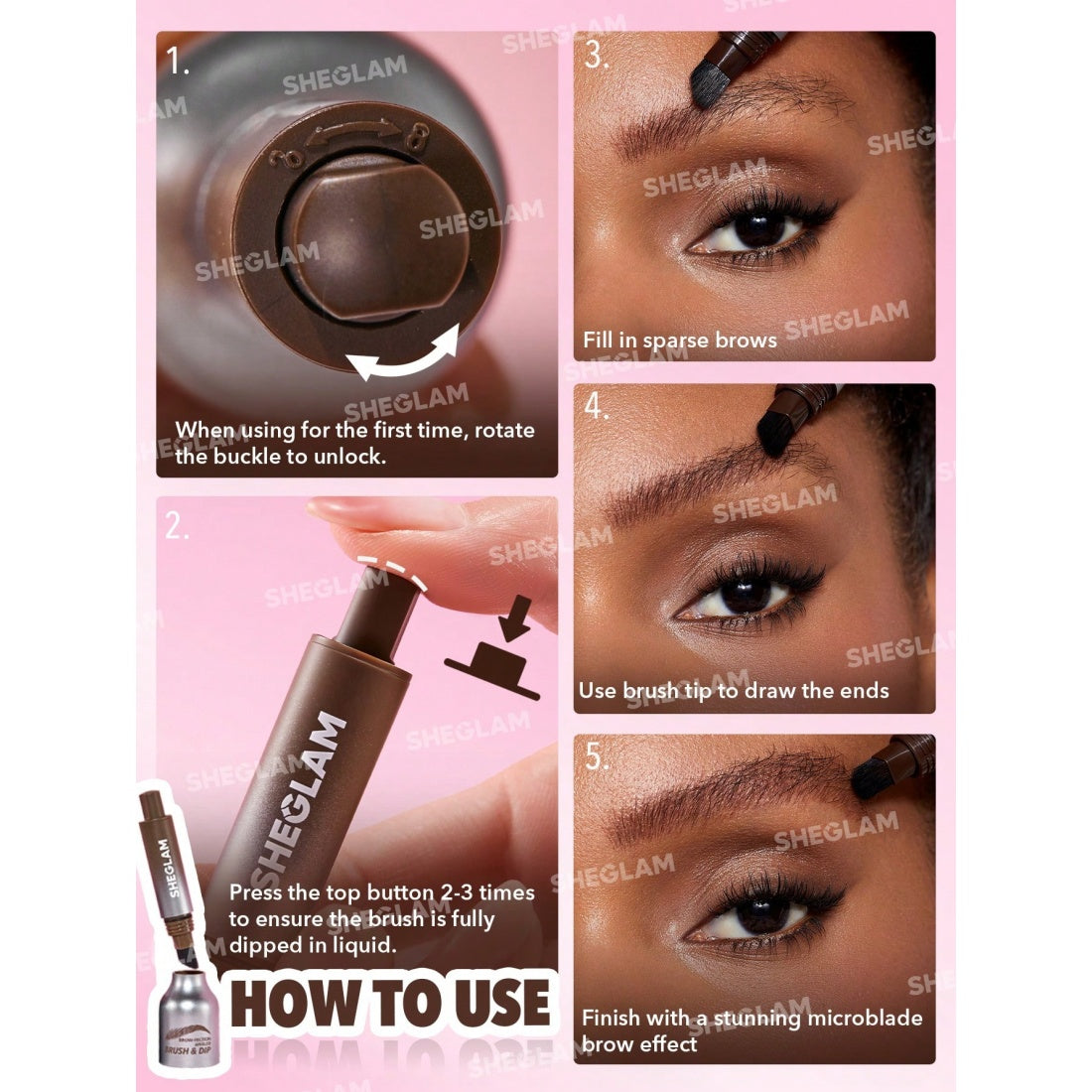 SHEGLAM Brow-fection Abgewinkelter Pinsel & Dip-08 Chocolate