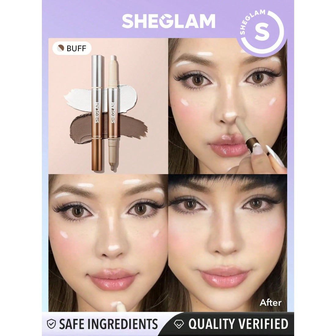 SHEGLAM Fine Line 2-in-1 Nose Contour & Highlight Pen-01 Buff