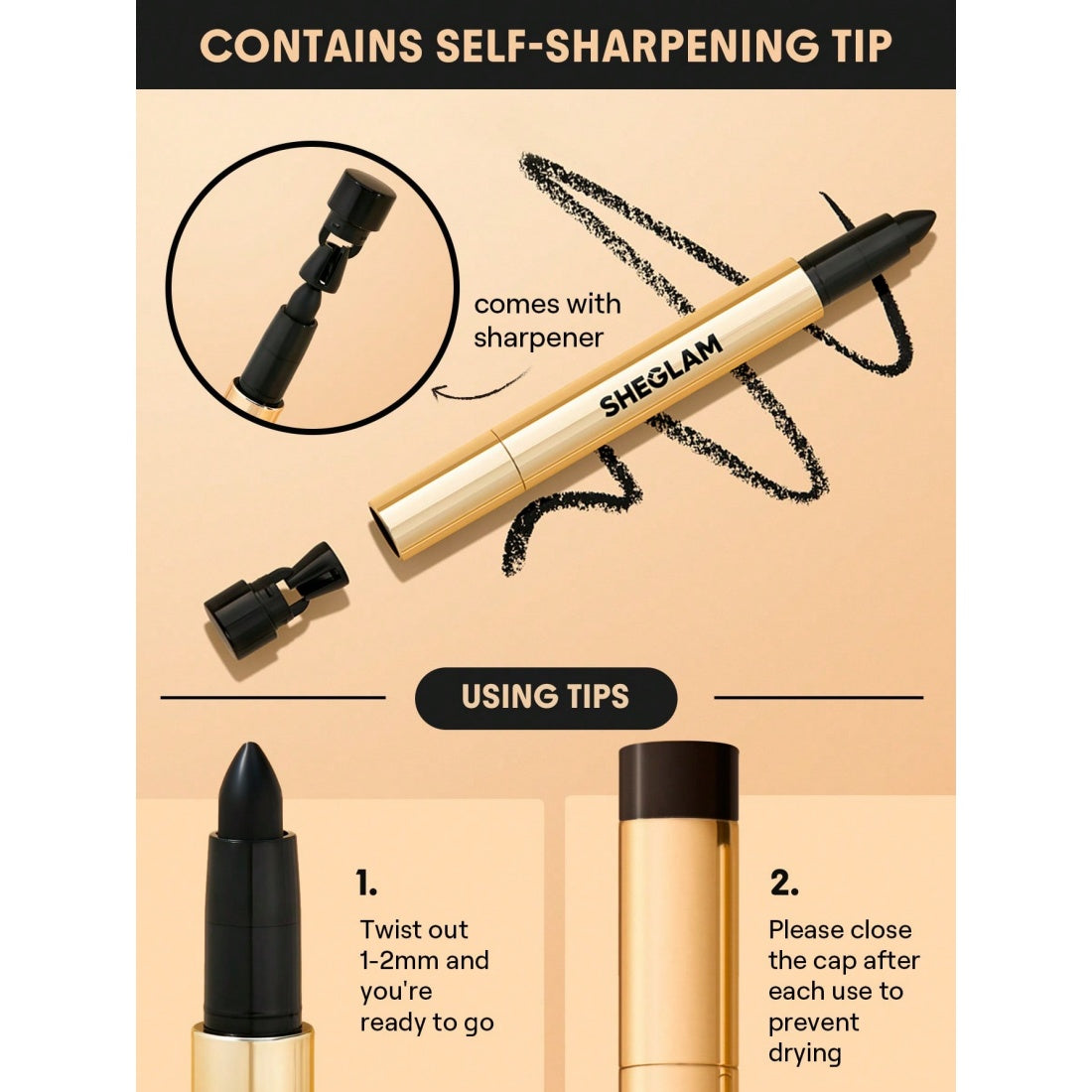 SHEGLAM Bold Moves Kohl Cream Eyeliner Pencil-Black