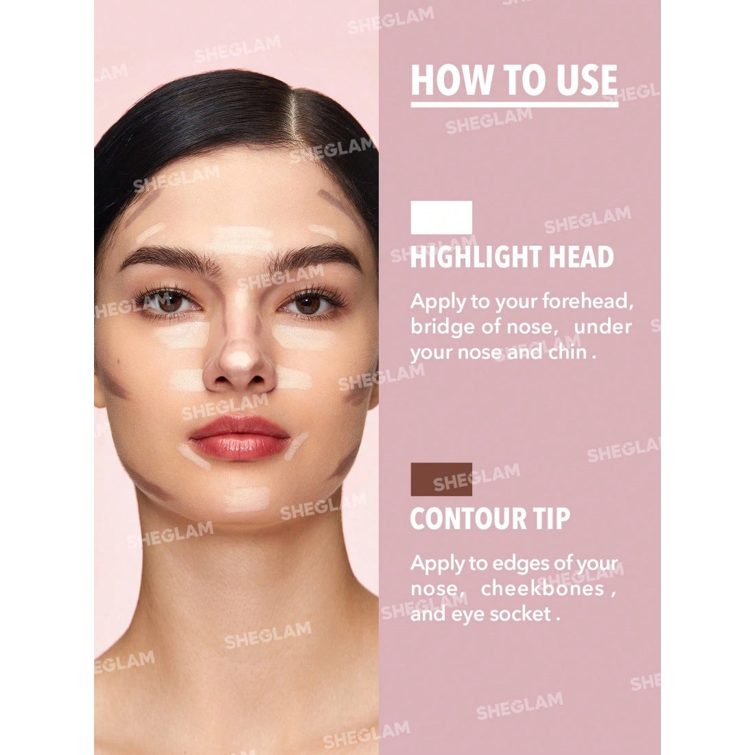 SHEGLAM Lápiz 2 en 1 para contorno e iluminador de nariz Fine Line - 02 Umber