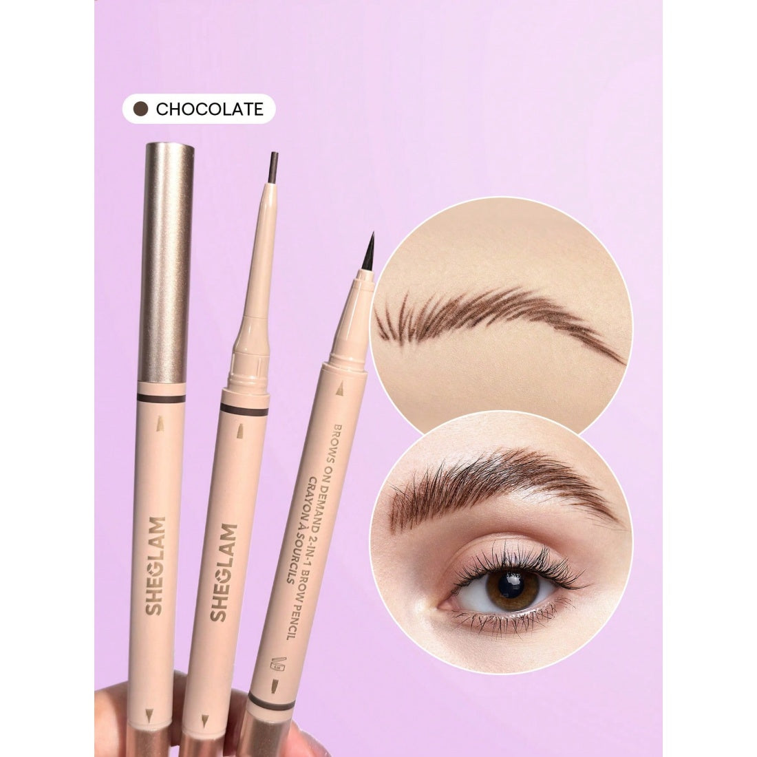 SHEGLAM Crayon à sourcils 2-en-1 Brows on Demand - 08 Chocolat