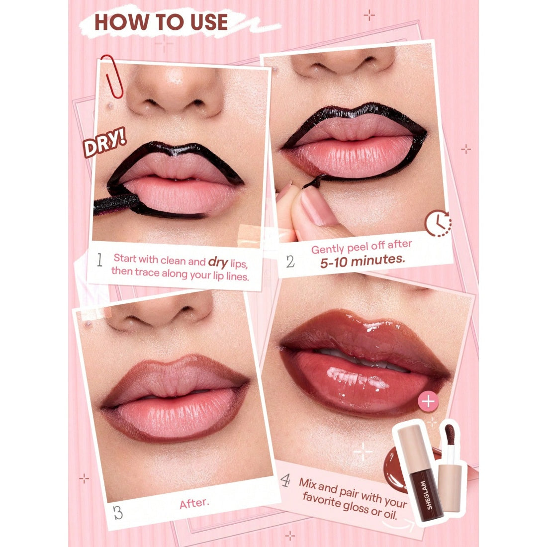 SHEGLAM Fall In Line Tinte Delineador de Labios Peel Off-010 Mauvelous
