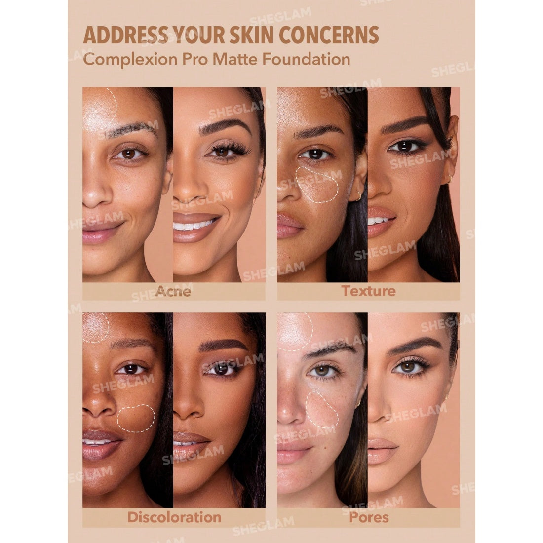 SHEGLAM Complexion Pro langanhaltende, atmungsaktive matte Foundation – Hell
