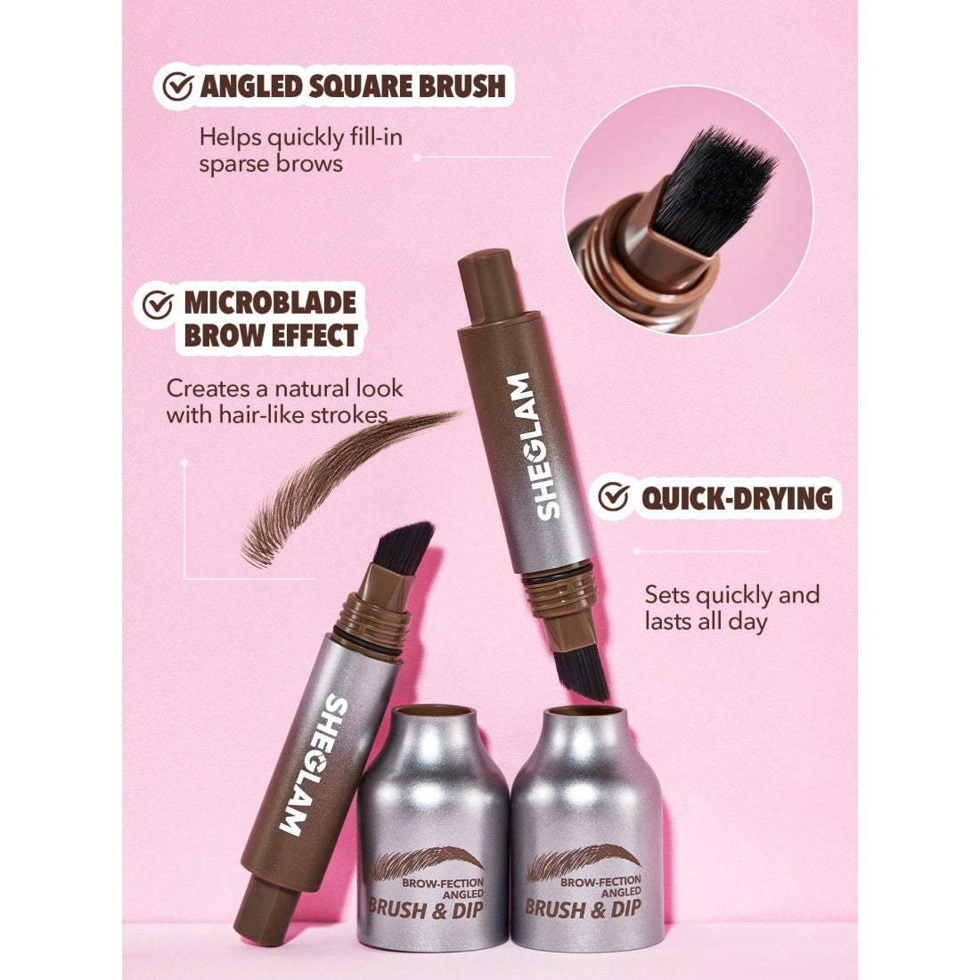 SHEGLAM Brow-fection Abgewinkelter Pinsel & Dip-08 Chocolate
