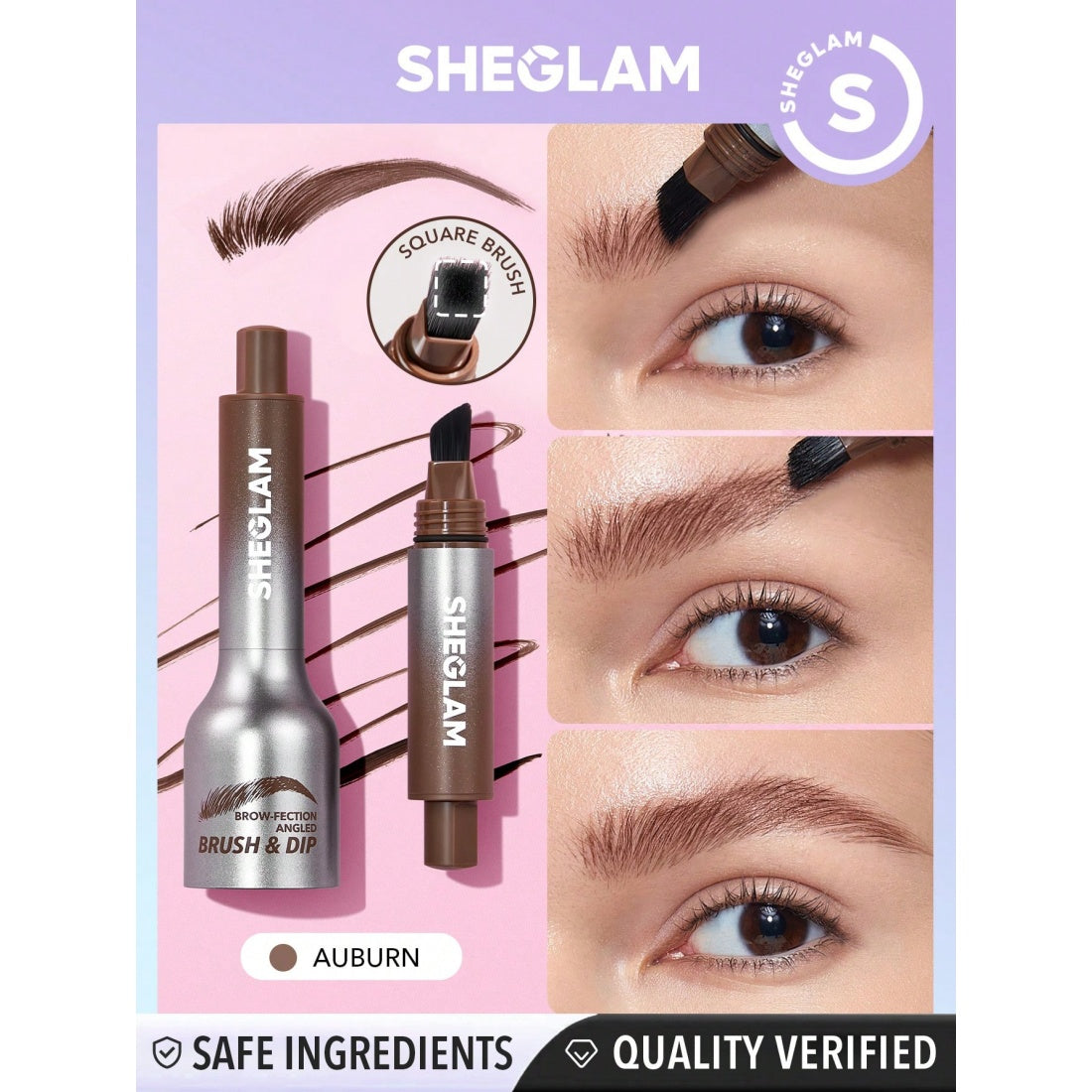 SHEGLAM Brow-fection Brocha Angular y Delineador en Gel-06 Castaño Rojizo