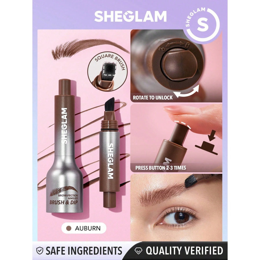 SHEGLAM Brow-fection Brocha Angular y Delineador en Gel-06 Castaño Rojizo