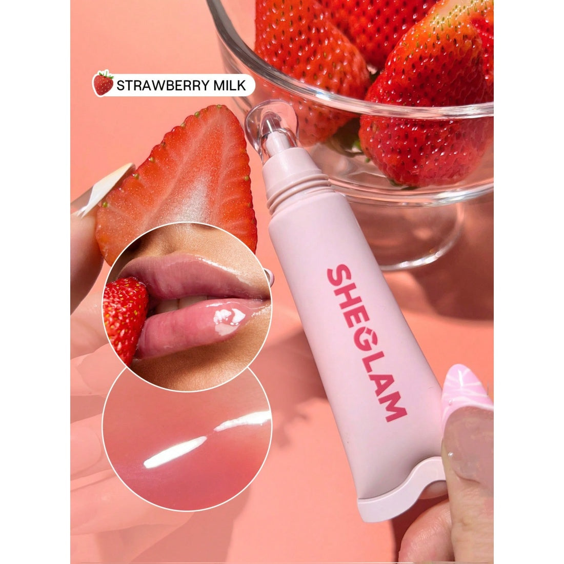SHEGLAM Crystal Glaze Lippenpflege mit Feuchtigkeitspflege – 118 Strawberry Milk