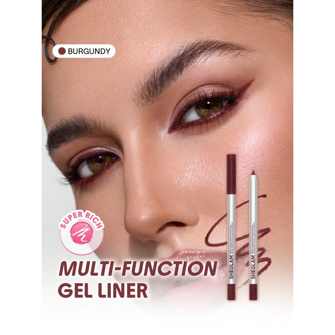 Delineador en gel multiusos de larga duración SHEGLAM Boldline-Borgoña